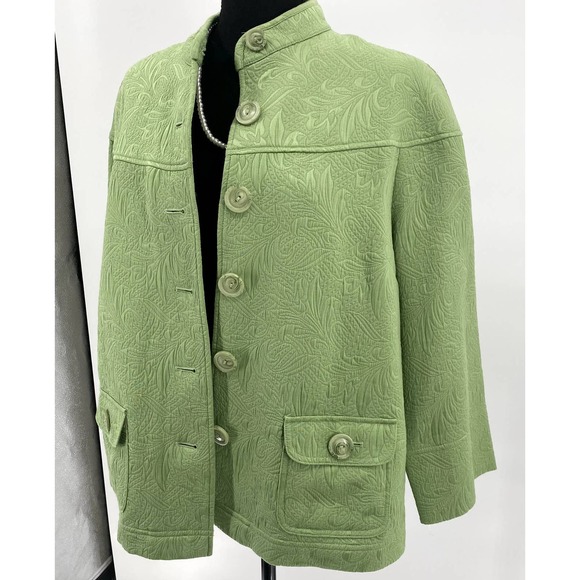Emma James Women's Brocade Button-Front Light Green Cardigan Jacket Size 16 - Picture 6 of 11